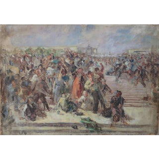 Soviet Workers Demonstration Oil Painting, Socialist Realism, 1970s 61-89 For Sale