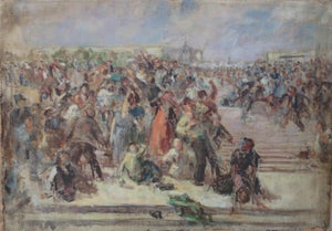 Soviet Workers Demonstration Oil Painting, Socialist Realism, 1970s 61-89