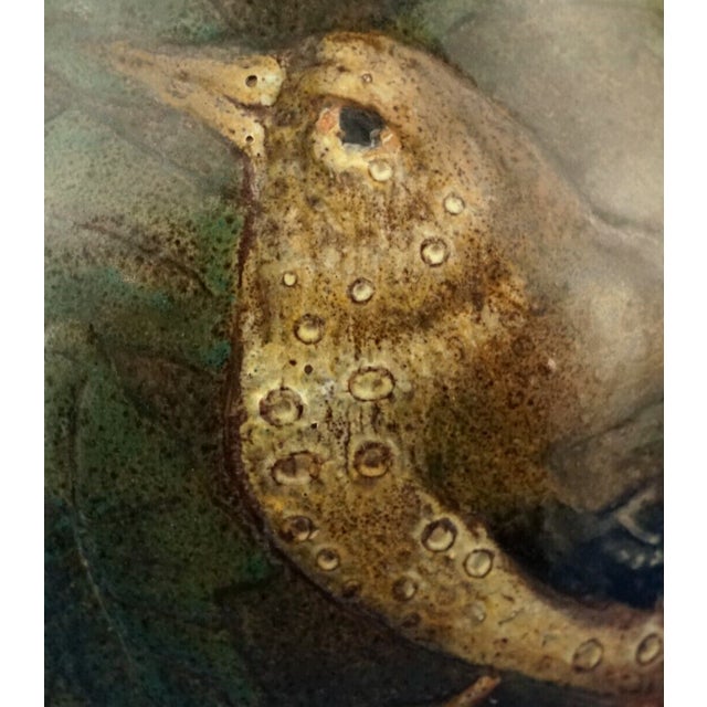 Futurist Majolica Ceramic Vase with Bas-Relief Bird by Bruno Baratti, Italy, 1920s For Sale - Image 18 of 18