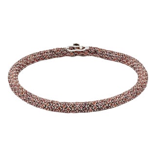 Golden Orange Sapphire Rope Bracelet in 925 Silver For Sale