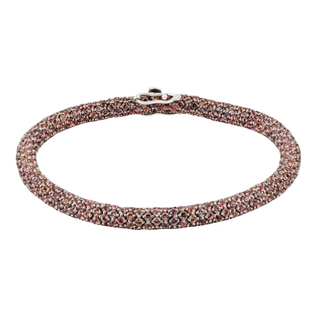 Golden Orange Sapphire Rope Bracelet in 925 Silver For Sale