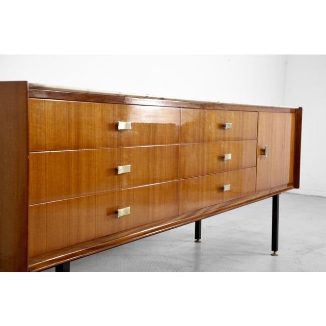 Black Italian Teak, Carrara Marble and Brass Sideboard from Cantu, 1960s For Sale - Image 8 of 12
