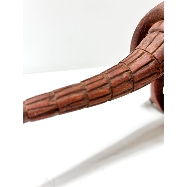 Vintage Hand-Carved Wooden Armadillo Sculpture – Signed Folk Art Figure 1991 – Articulated Accordion Body For Sale - Image 10 of 12