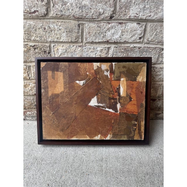 Vintage piece of abstract art. This mixed-media collage made of paper mache features overlapping geometric shapes in...