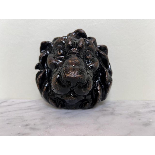 Metal Victorian Cast Iron Hand Painted Lion Sculpture For Sale - Image 7 of 7