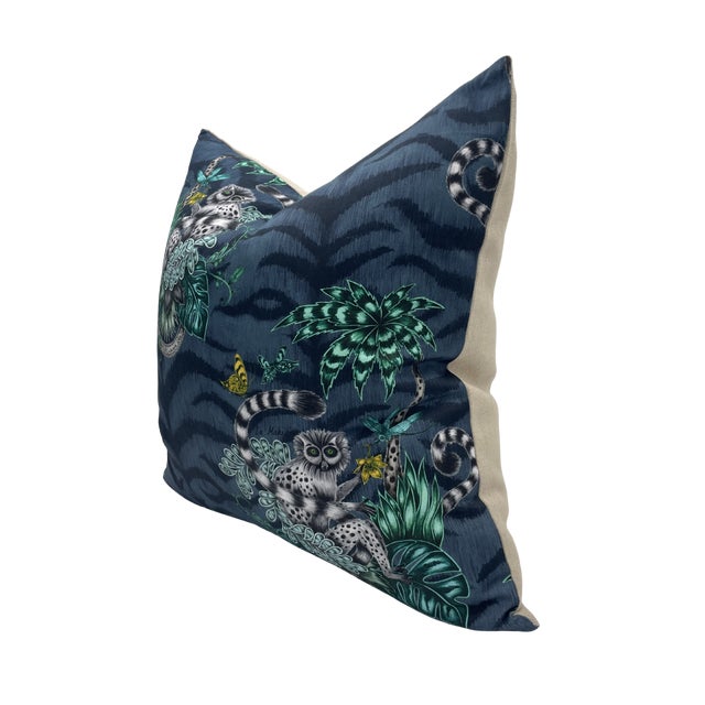 Pair of handcrafted pillows fashioned with Clarke and Clarke Lemur fabric on the front and back. Meticulously crafted with...