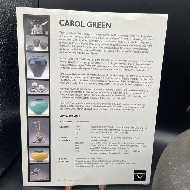 Carol Green Studio Matte Mica Vase With Trade Sheet For Sale - Image 10 of 10
