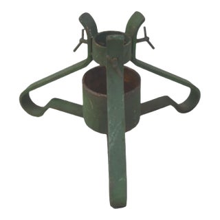 Vintage Iron Metal Green Christmas Tree Stand For Sale