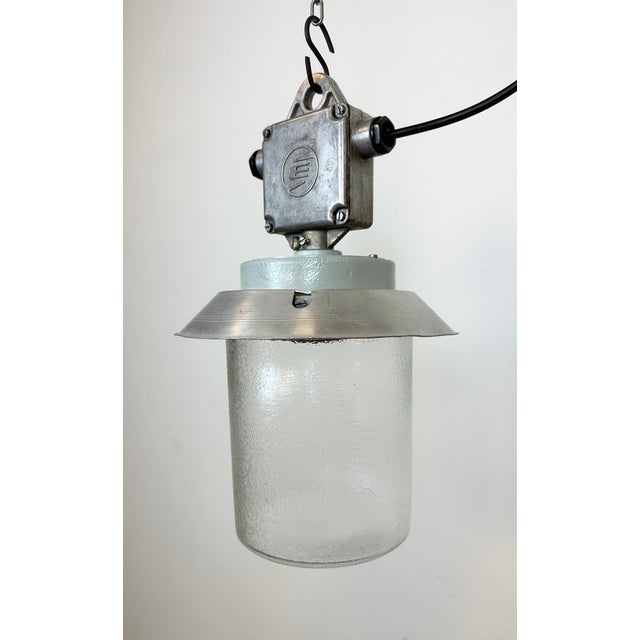 Metal Industrial Aluminium Light with Glass Cover from Elektrosvit, 1970s For Sale - Image 7 of 16