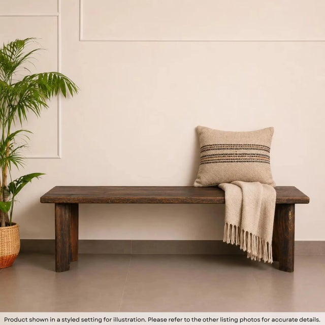 Anchor your living space with the soulful character of this premium Farmhouse Bench. Meticulously handcrafted by expert...