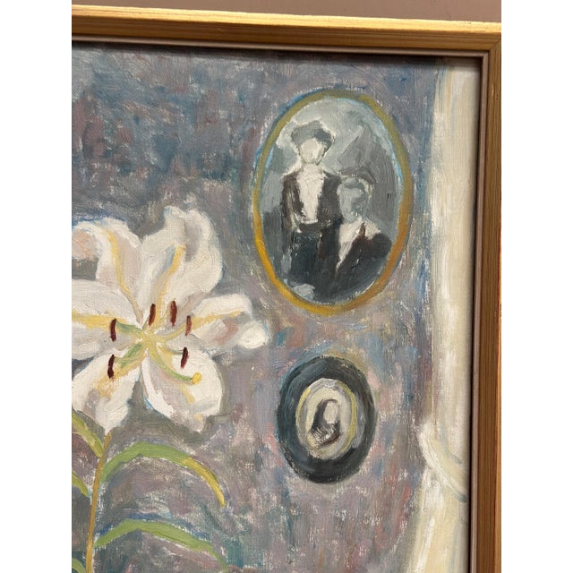 May Nicklasson, The White Lily, 1950s, Oil Painting on Panel, Framed For Sale - Image 10 of 12
