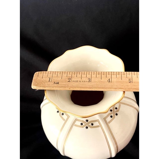 Late 20th Century Vintage Large 9 7/8 Inch Lenox Vanguard Collection Ivory Porcelain Art Deco Trim Vase For Sale - Image 5 of 18
