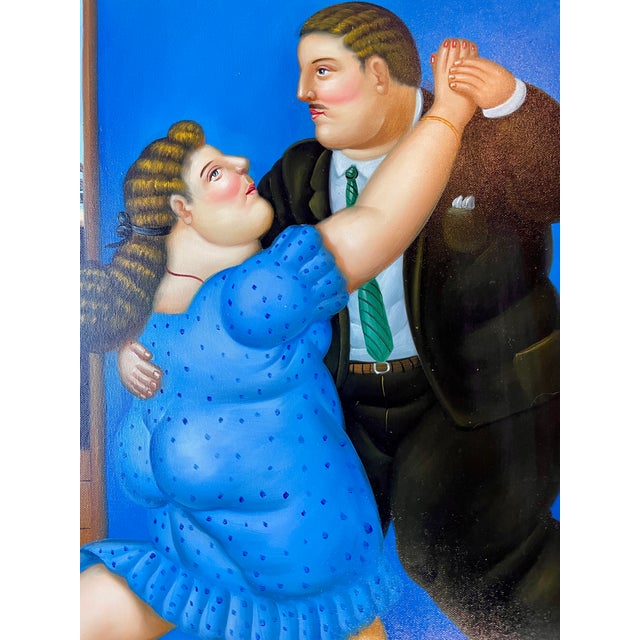 After Fernando Botero (Colombian, b. 1932) — Dancing Couple, Hand painted oil on canvas (not a print or mass produced...