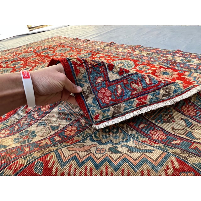 Red Persian Karaja Medallion Hand-Knotted Wool Rug - 4'0" X 7'2" For Sale - Image 10 of 12