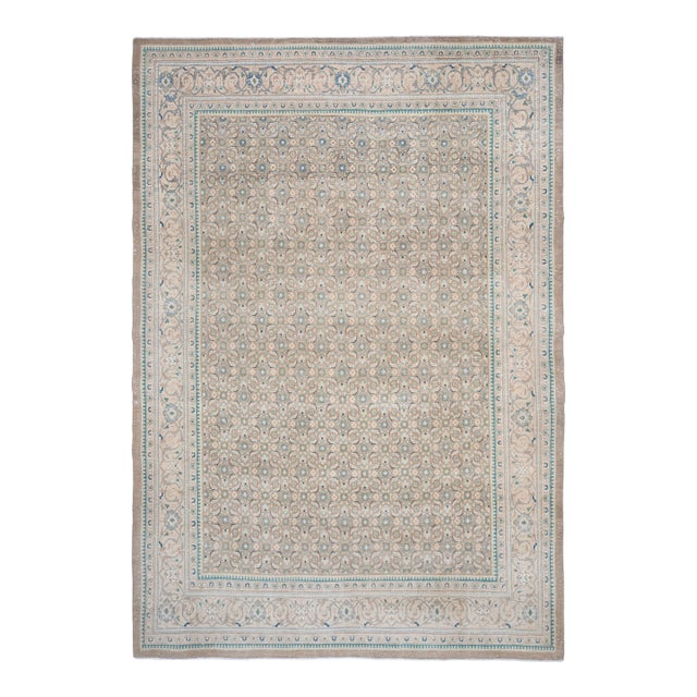 1970s Vintage Persian Handmade Wool Cotton Orange Area Rug For Sale