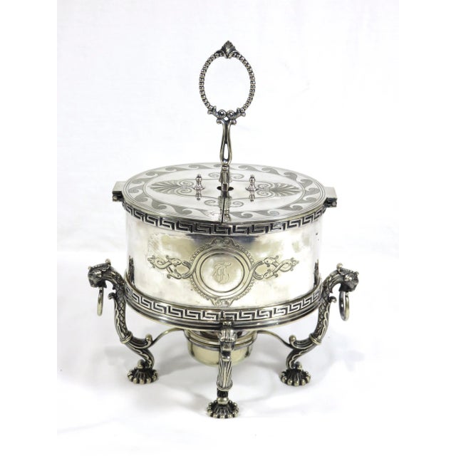 A fine Sheffield England silver-plate on hard metal egg warmer. Attributed to Elkington Silver Co. classic Victorian Era,...