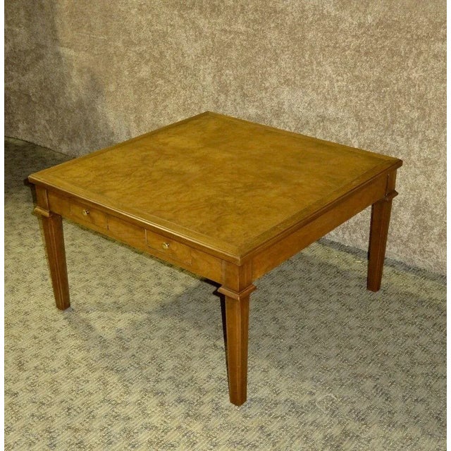 Vintage Baker Burl Wood Table Mid Century Square Coffee 4 Drawers MCM For Sale - Image 10 of 13