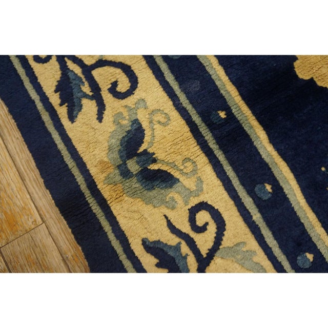 Navy Blue 1920s Navy Blue Medallion Oriental Antique Chinese Peking Small Rug 3' X 4'10'' For Sale - Image 8 of 9