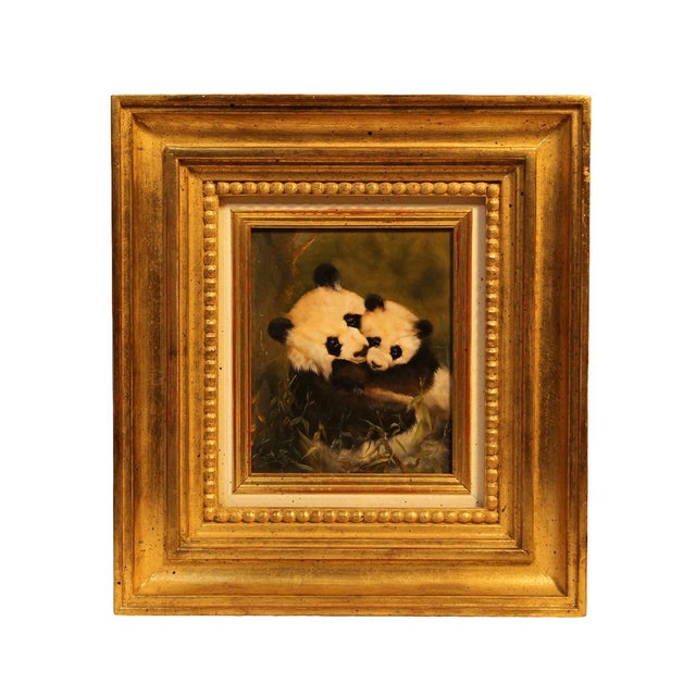 Wolfgang Kaiser, Panda Mother and Cub, 20th Century, Oil on Wood, Framed For Sale - Image 8 of 8