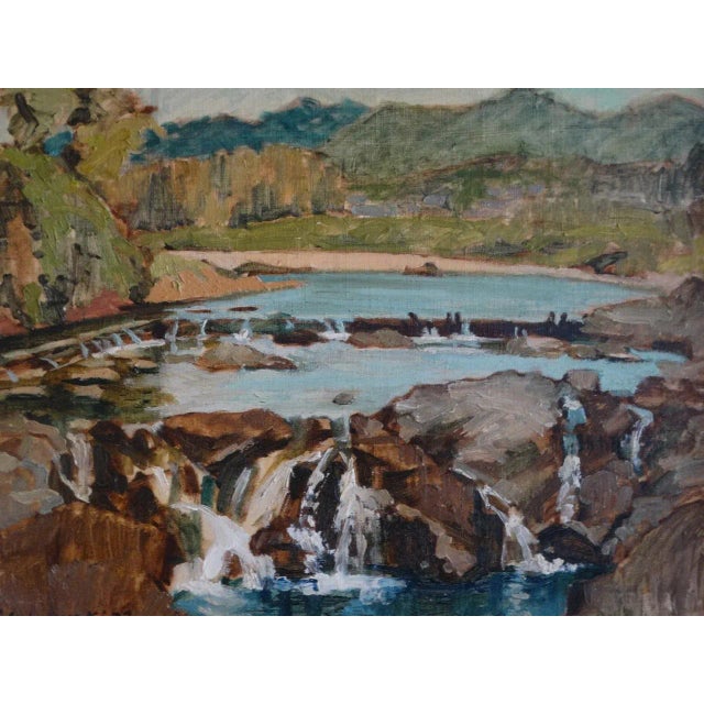 1952 "The Cataracts" Modern Abstract Oil Painting on Board by S. Miyawaki, Framed For Sale - Image 4 of 10