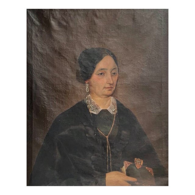 Anonimo, Female Portrait, Spain, 1850, Oil on Canvas For Sale