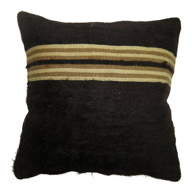 Black Turkish Mohair Rug Pillow For Sale