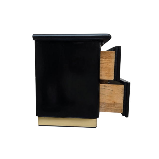 Black Lane Altavista Dorothy Draper Style Espana Nightstands - Pair With Brass Plinth Bases For Sale - Image 8 of 17