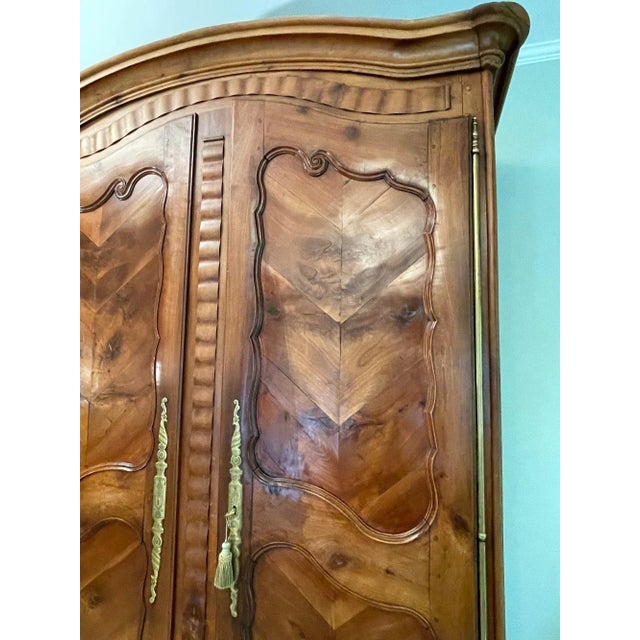 Wood 18th Century French Louis XV Cherry “Chevron” Armoire For Sale - Image 7 of 11