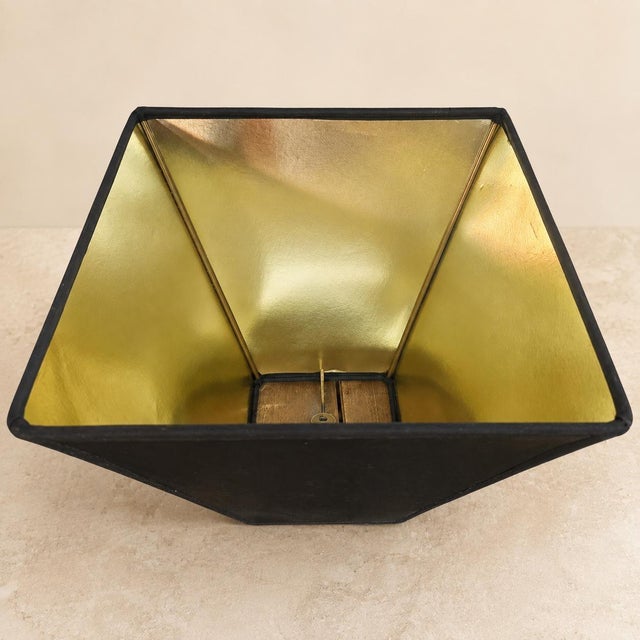 20th Century Brass-Tone Lion Table Lamp, Neoclassical Black Shade, 28.5 Inch For Sale - Image 12 of 18