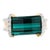 GIA Certified Blue-Green Rectangle Cut Tourmaline & Diamond Ring in 18K Carved G, Size 7.5 For Sale