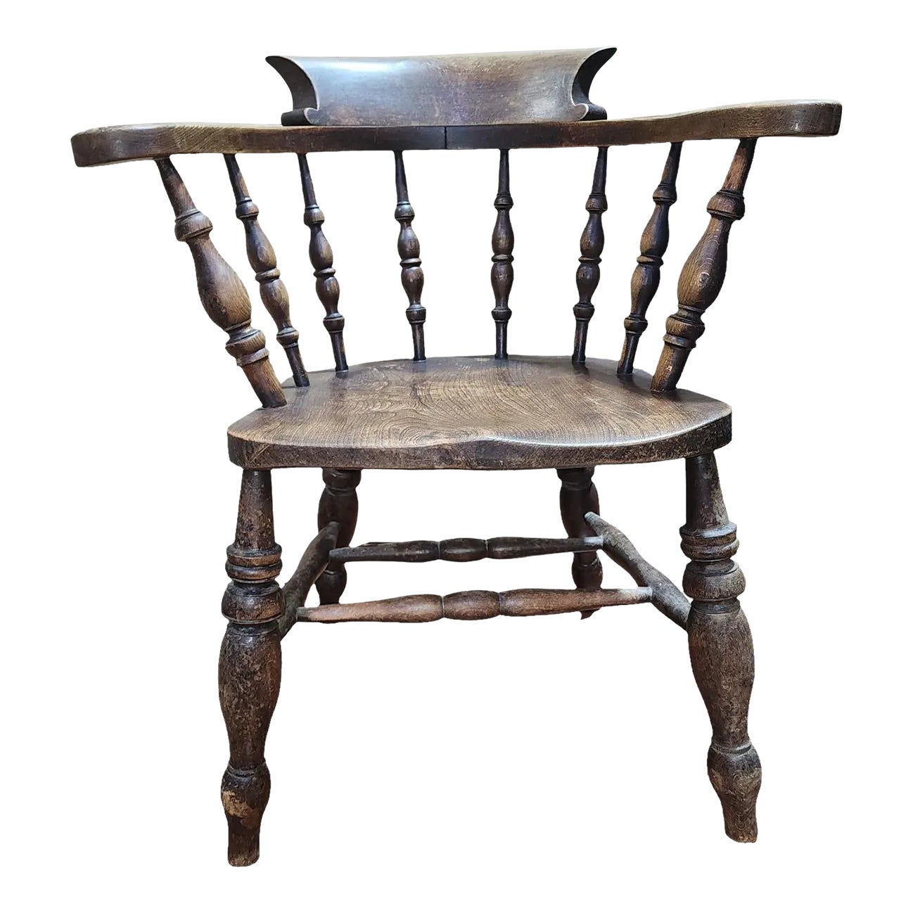 1906 English Oak Smokers Bow Armchair by Joynson Holland & Co