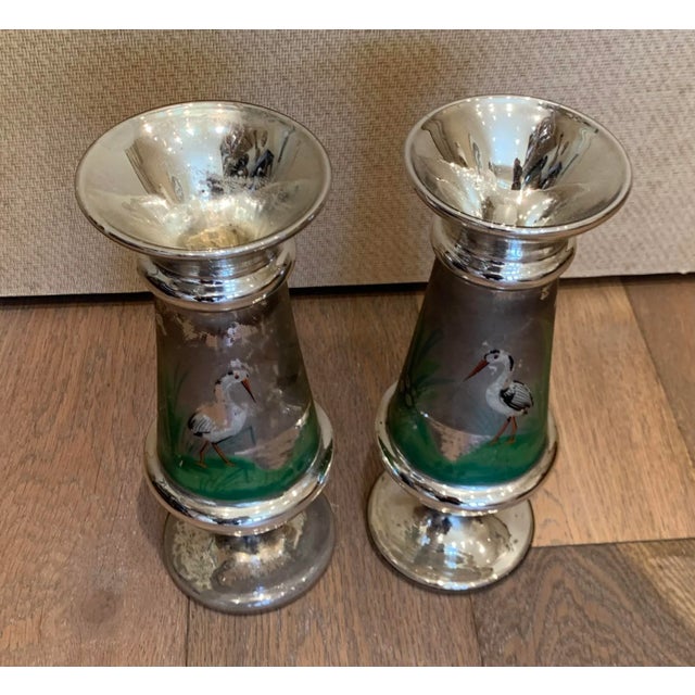 Silver Early 20th Century Mercury Glass Urns - Set of 2 For Sale - Image 8 of 10