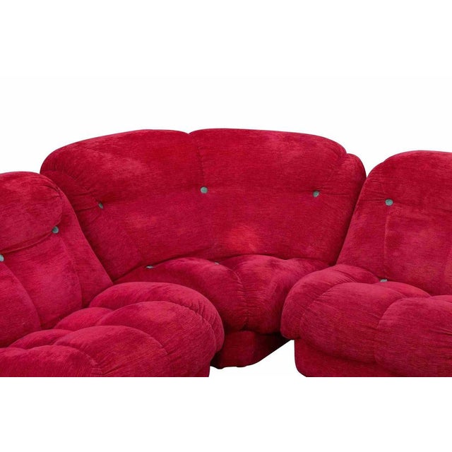 1970s Red Velvet Nuvolone Sofa by Rino Maturi, Italy, 1970s For Sale - Image 5 of 7