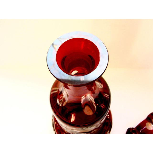 1900 - 1909 Antique Bohemian Etched & Cut Glass Decanter For Sale - Image 5 of 6