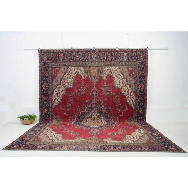 Vintage Persian Hand-Knotted area rug is a semi-antique vintage area rug. The '70s Eastern region of Persia's unique rug...