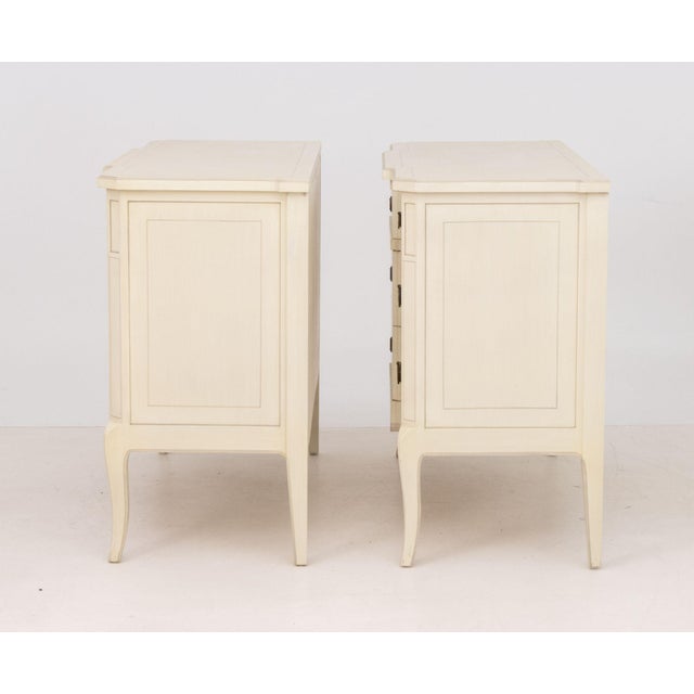 Wood French Style Cream Painted Commodes, Pair For Sale - Image 7 of 9