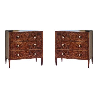Pair of Walnut Three Drawer Chests For Sale