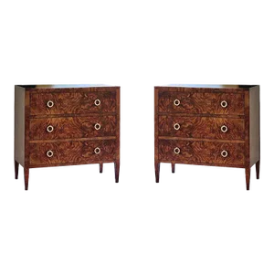 Pair of Walnut Three Drawer Chests