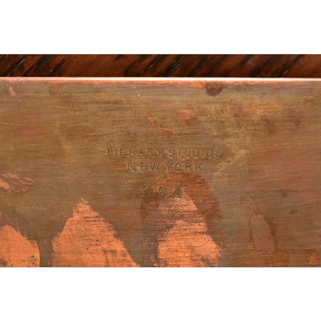 Tiffany Studios New York Zodiac Bronze Blotter Ends With Leather Desk Blotter For Sale - Image 11 of 13