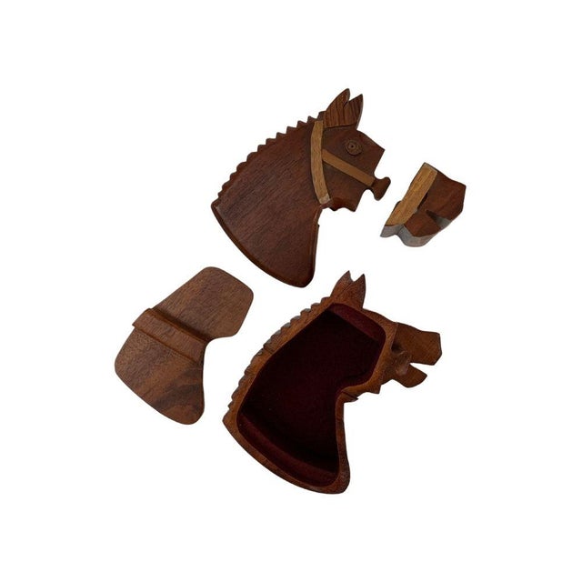Late 20th Century Hand Carved Folk Art Wood Horse Puzzle Box For Sale - Image 5 of 7