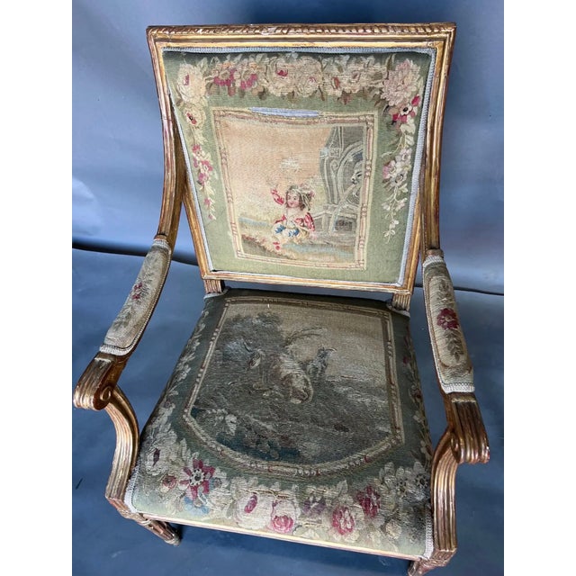 Fine Pair of 18th Century French Aubusson Upholstered Fauteuils For Sale - Image 4 of 10