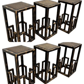 Vintage Four Hands Asian Style Bar Stools - Set of Six For Sale