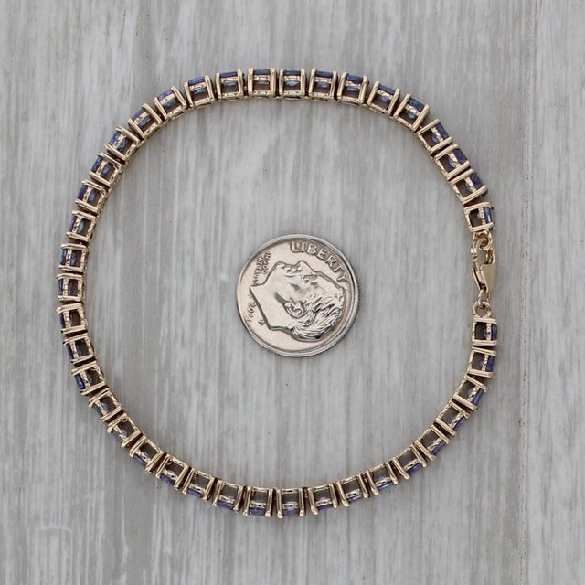 7.95ctw Tanzanite Tennis Bracelet 10k Yellow Gold 7.25" 3.8mm Coa Tomas Rae For Sale - Image 9 of 9