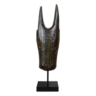 Mali Bull Mask with Repoussé Metal Work For Sale