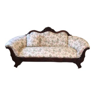 19th Century Victorian Upholstered Settee For Sale