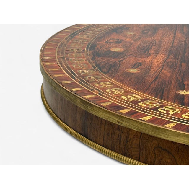 19th Century Neoclassical, Rosewood, Brass Inlay, Monumental Center Table, 19th C. For Sale - Image 5 of 15