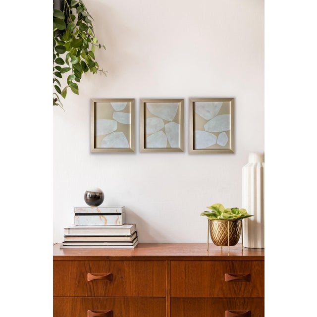 Original minimalist abstract painting on French hand crafted cotton paper. Framed in a solid wood locally crafted frame....