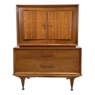 Mid-Century Highboy Dresser With Sculptural Front For Sale