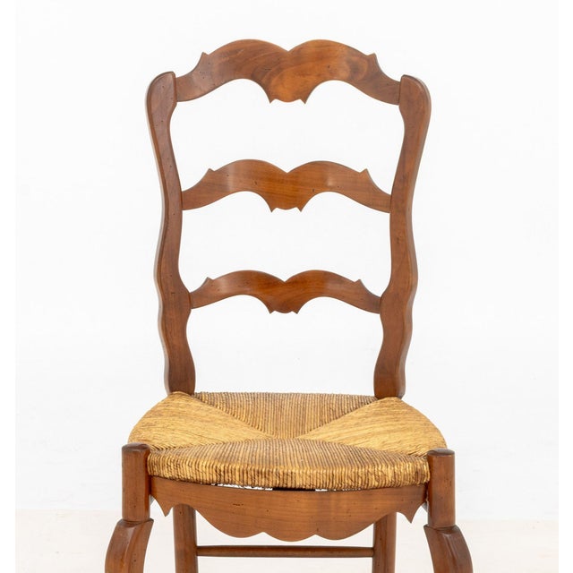 French Provincial Style Walnut Dining Chairs, 4 For Sale - Image 13 of 15