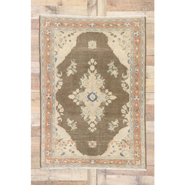 Brown Vintage Persian Viss Rug - 03'06 X 04'11 For Sale - Image 8 of 9